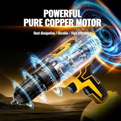 21V Cordless Drill Driver: 3/8" Keyless Chuck, Electric Power Drill Set with 2 Batteries, Drill and Driver Bits, 25+1 Torque for Screwdriving, Drilling into Wood/Plastic/Metal in Kuwait
