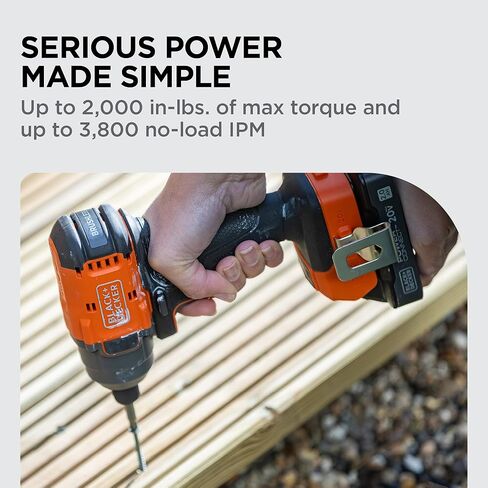 BLACK+DECKER 20V MAX POWERCONNECT Brushless Cordless Impact Driver Set with 2Ah Battery and Charger, 7 Pc Impact Driver Bit Set, 2000 In-Lbs Torque, 3200 RPM, LED Light, Ergonomic (BLIM78D1) in Kuwait