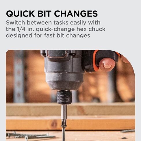 BLACK+DECKER 20V MAX POWERCONNECT Brushless Cordless Impact Driver Set with 2Ah Battery and Charger, 7 Pc Impact Driver Bit Set, 2000 In-Lbs Torque, 3200 RPM, LED Light, Ergonomic (BLIM78D1) in Kuwait