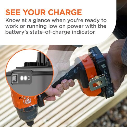 BLACK+DECKER 20V MAX POWERCONNECT Brushless Cordless Impact Driver Set with 2Ah Battery and Charger, 7 Pc Impact Driver Bit Set, 2000 In-Lbs Torque, 3200 RPM, LED Light, Ergonomic (BLIM78D1) in Kuwait