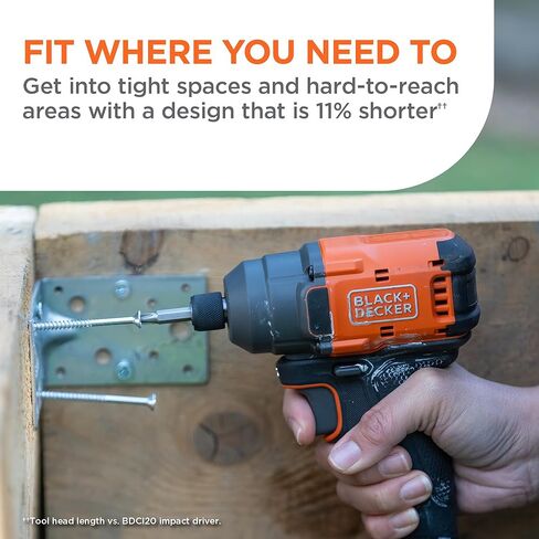BLACK+DECKER 20V MAX POWERCONNECT Brushless Cordless Impact Driver Set with 2Ah Battery and Charger, 7 Pc Impact Driver Bit Set, 2000 In-Lbs Torque, 3200 RPM, LED Light, Ergonomic (BLIM78D1) in Kuwait