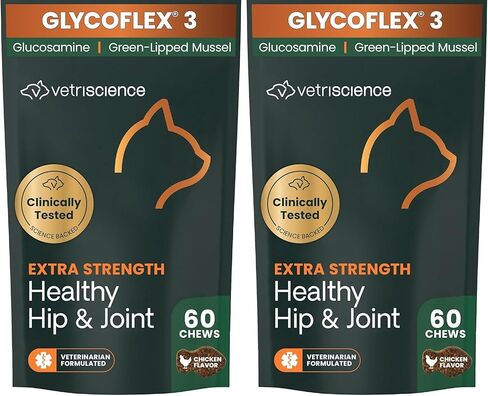 Vetriscience Glycoflex Plus ، مكملات قطة الدعم المشترك المؤكدة سريريًا - مكملات صحية مشتركة مع الجلوكوزامين ، الشوندروتن ، MSM ، و DMG - 30 مضغ ، نكهة الأسماك " in Kuwait