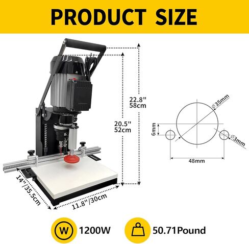 DVALLEY 1100W Hinge Drilling and Boring Machine,0-40mm 2880RPM Depth Pneumatic Portable Woodworking Hand-Held Hinge Drilling Machine,45-9.5 Desktop Drill Press for Drilling Tasks(110 Volt） in Kuwait