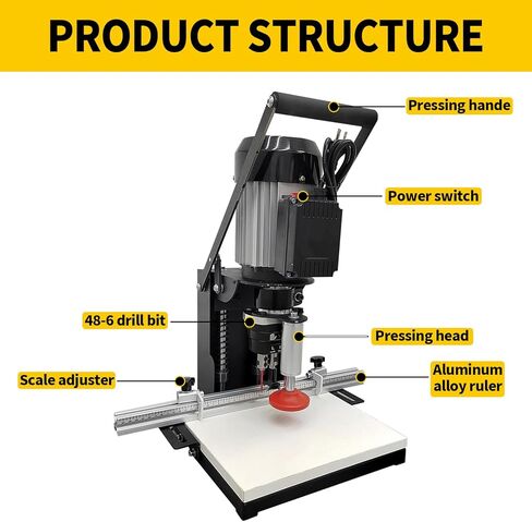 DVALLEY 1100W Hinge Drilling and Boring Machine,0-40mm 2880RPM Depth Pneumatic Portable Woodworking Hand-Held Hinge Drilling Machine,45-9.5 Desktop Drill Press for Drilling Tasks(110 Volt） in Kuwait