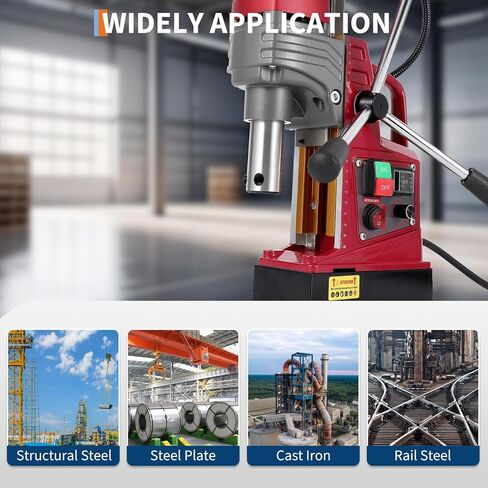 1550W Magnetic Drill Press, 2" Coring, 3147lbf Mag Force, 750RPM Adjustable Speed Mag Drill for Metal, Portable Magnetic Drill Press for Professional Drilling in Kuwait
