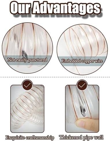 Transparent Flexible Dust Collection Hose | Copper-Plated Steel Wire Duct | Heavy-Duty Dust Extractor for Woodworking & Industrial (300mm Diameter, 0.9mm Thickness) in Saudi Arabia