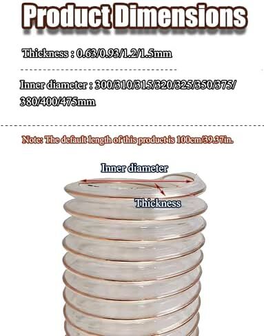 Transparent Flexible Dust Collection Hose | Copper-Plated Steel Wire Duct | Heavy-Duty Dust Extractor for Woodworking & Industrial (300mm Diameter, 0.9mm Thickness) in Saudi Arabia