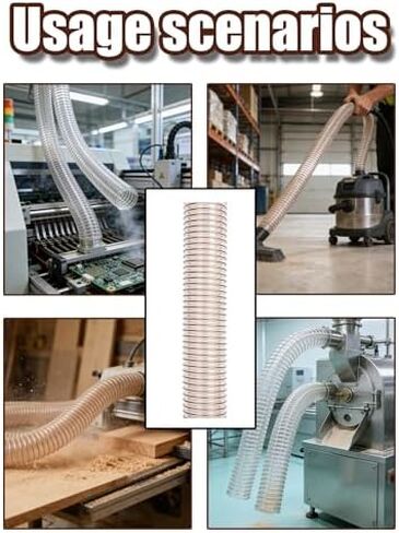 Transparent Flexible Dust Collection Hose | Copper-Plated Steel Wire Duct | Heavy-Duty Dust Extractor for Woodworking & Industrial (300mm Diameter, 0.9mm Thickness) in Saudi Arabia