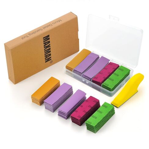 MAXMAN Sand Paper Sanding Block Sanding Kit 120pcs with Storage Box, 3.5"x 1"Sandpaper Assortment Pack 800-3000 Grit, Micro Detail Sander for Wood Furniture, Crafts, Woodworking, Small Projects in Saudi Arabia