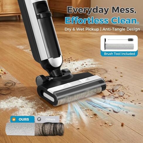 OLIXIS Wet Dry Vacuum Cleaner, Cordless All-in-One Vac Mops, Vacuum Mop with Self-Cleaning System, Dual Water Tank Design, Tangle-Free Brush, Dual-Edge Cleaning, 35-Min Runtime in Kuwait