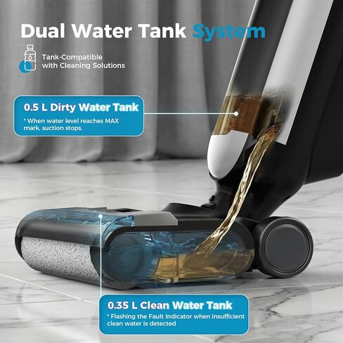 OLIXIS Wet Dry Vacuum Cleaner, Cordless All-in-One Vac Mops, Vacuum Mop with Self-Cleaning System, Dual Water Tank Design, Tangle-Free Brush, Dual-Edge Cleaning, 35-Min Runtime in Kuwait