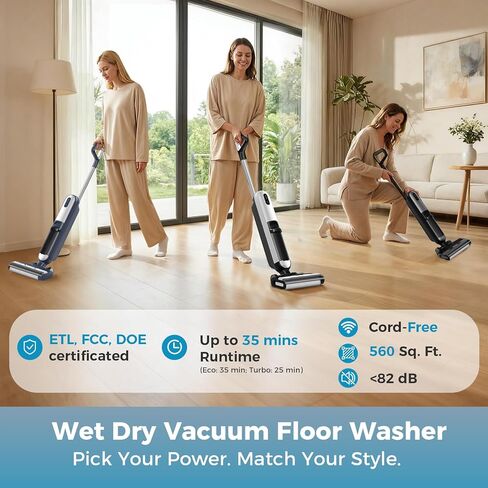 OLIXIS Wet Dry Vacuum Cleaner, Cordless All-in-One Vac Mops, Vacuum Mop with Self-Cleaning System, Dual Water Tank Design, Tangle-Free Brush, Dual-Edge Cleaning, 35-Min Runtime in Kuwait