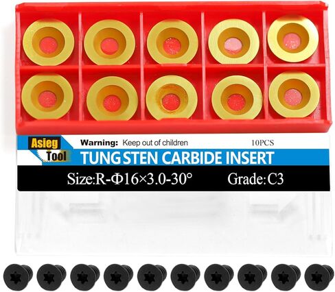 Asieg Tool Ci0 16mm Round Carbide Inserts Cutters Knifes Indexable Replacement with Screws Fits For Full And Pro Size Popular DIY Wood Turning Finisher Hollower Tools Woodworking Lathe 10pcs in Kuwait