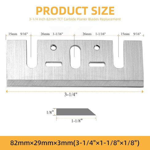 3-1/4 inch (82 mm) resharpenable high-Speed Steel Planer Blades Suitable for Makita 1900B N1900B KP0800 XPK01, DeWalt D26676 DW680, Bosch, Ryobi, and Other Brands - 5 Pairs per Pack in Kuwait