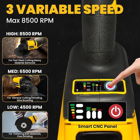 مطحنة زاوية لاسلكية لبطارية ديوالت 20 فولت، 4-1/2 بوصة، مطحنة زاوية كهربائية بدون فرشاة 8500 دورة في الدقيقة، تروس 3 سرعات (منخفضة/متوسطة/عالية) للقطع والطحن والتلميع (البطارية غير متضمنة) in Kuwait
