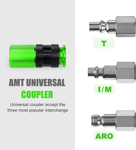 17 Pieces Aluminum Air Fittings, 1/4" NPT Air Coupler and Plug Kit, Industrial Quick Connector Set, Air Compressor Accessories, Green in Kuwait