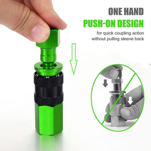 17 Pieces Aluminum Air Fittings, 1/4" NPT Air Coupler and Plug Kit, Industrial Quick Connector Set, Air Compressor Accessories, Green in Kuwait