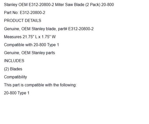 بديل لشفرة المنشار ميتري E312-20800-2 من ستانلي (عبوة من قطعتين) 20-800 OEM in Kuwait