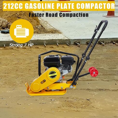 ماكينة مدك لوحة 7HP من GarveeHome، محرك غاز 212CC، مدك ضغط اهتزازي 4200 رطل، ماكينة مدك قوة اللوحة 22.1x15.9 بوصة، ضاغط الرصيف 5600 VPM، مكبس جاك القفز للممرات، الرصف in Kuwait