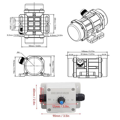 Concrete Vibrator Vibration Motor, DC 12V 4000RPM Brushless Aluminum Alloy Concrete Vibrator Motor, IP65 Waterproof Electric Vibrating Motor with Speed Controller for Shaker (50W) in Kuwait