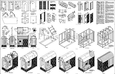 DIY حظيرة الدجاج / بيت الدجاجة 4 قدم × 8 قدم خطط مشروع نمط سقف الحظيرة / جيمبريل، تصميم 70408RB in Kuwait
