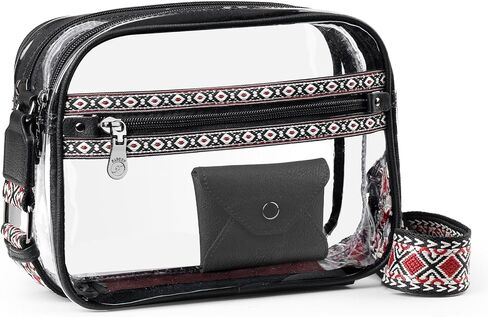 FADEON Clear Stadium Bags for Women, Designer Crossbody Purses Stadium Events Approved Transparent Bag with Guitar Strap in Saudi Arabia