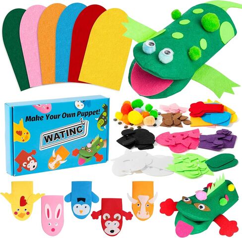 Watinc 6pcs مجموعة دمية مصنوعة يدوية ، ألعاب دمية للفنون ، Creative DIY ، تجعل من pompoms الخاص بك wiggle googly reorysing ority play party supplies for girls boys (الحيوانات) in Kuwait