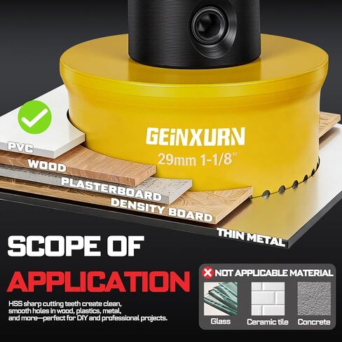 Geinxurn 7/8", 1-1/8", 1-3/8" Small Hole Saw Set, 4 Pcs M42 Steel Bi-Metal Hex Shank Hole Cutter Kit with Pilot Drill Bit & L-Wrench, Fast Cutting for Thin Metal, Electrical Panel, Fire Protection Pip in Kuwait