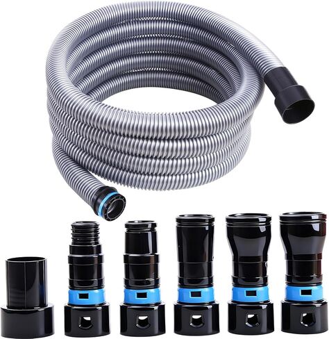 طقم تمديد خرطوم Vac Vac بطول 16 قدم، طقم خرطوم جمع الغبار مع 6 محولات لنظام مكانس المنزل والمتجر، متوافق مع جميع العلامات التجارية الكبرى للمكنسة الكهربائية المنزلية وأدوات النجارة الكهربائية وأجهزة الصنفرة in Kuwait