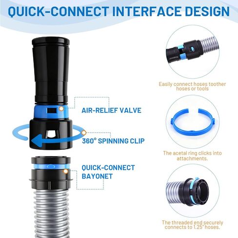 طقم تمديد خرطوم Vac Vac بطول 16 قدم، طقم خرطوم جمع الغبار مع 6 محولات لنظام مكانس المنزل والمتجر، متوافق مع جميع العلامات التجارية الكبرى للمكنسة الكهربائية المنزلية وأدوات النجارة الكهربائية وأجهزة الصنفرة in Kuwait