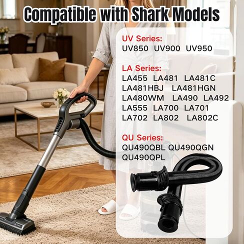 خرطوم بديل متوافق مع موديلات مكنسة القرش LA455، LA480WM، LA555، LA700، LA701، LA702، UV850، UV900، UV950، 105FP900، أجزاء بديلة تمتد خرطوم مكنسة كهربائية قابل للرفع حتى 8.2 قدم in Kuwait