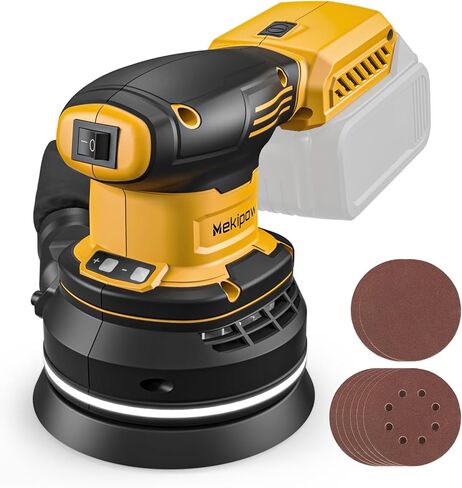 Cordless Random Orbital Sander Compatible with Dewalt 20V Battery(NO Battery), Brushless Electric Sander with Dust Collector, 12,000OPM Palm Sander, 6 Variable Speed for Woodworking, Furniture in Kuwait