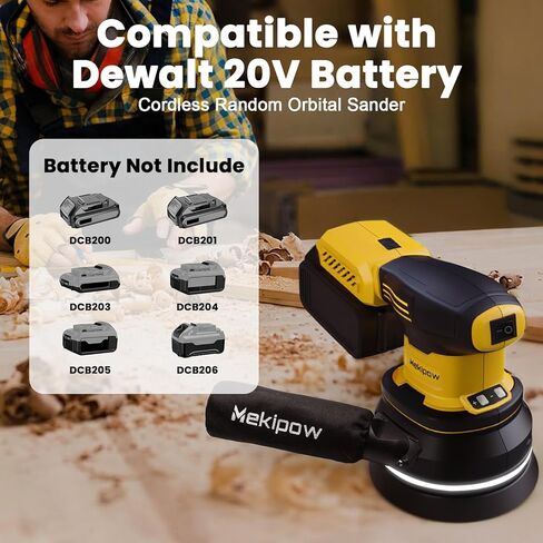 Cordless Random Orbital Sander Compatible with Dewalt 20V Battery(NO Battery), Brushless Electric Sander with Dust Collector, 12,000OPM Palm Sander, 6 Variable Speed for Woodworking, Furniture in Kuwait