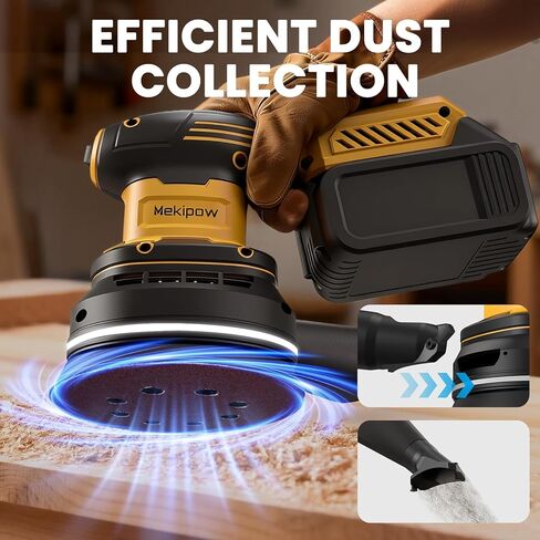 Cordless Random Orbital Sander Compatible with Dewalt 20V Battery(NO Battery), Brushless Electric Sander with Dust Collector, 12,000OPM Palm Sander, 6 Variable Speed for Woodworking, Furniture in Kuwait
