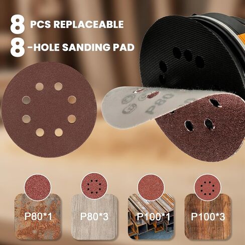 Cordless Random Orbital Sander Compatible with Dewalt 20V Battery(NO Battery), Brushless Electric Sander with Dust Collector, 12,000OPM Palm Sander, 6 Variable Speed for Woodworking, Furniture in Kuwait