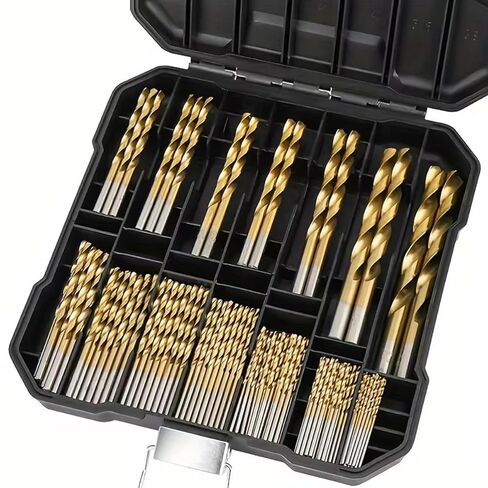 50PCS Titanium Drill Bit Set, 135 Degree Tip HSS Drill Bits Kit with Case for Steel, Aluminum, Copper, Soft Alloy Steel, Wood, Pl, 50PCS in Saudi Arabia