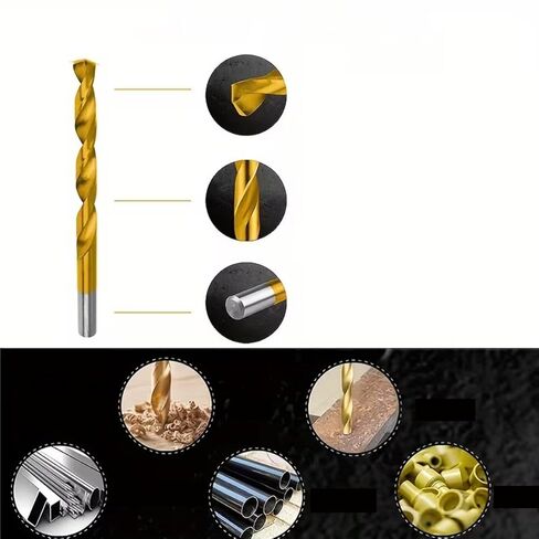 50PCS Titanium Drill Bit Set, 135 Degree Tip HSS Drill Bits Kit with Case for Steel, Aluminum, Copper, Soft Alloy Steel, Wood, Pl, 50PCS in Saudi Arabia
