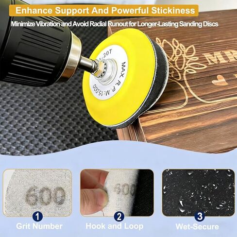 174 PCS 3 Inch Wet Dry Sanding Discs Grit 60 80 120 150 180 240 320 400 600 800 1000 1500 2000 3000 5000 10000 Hook and Loop for Car Wood Metal Glass Resin Expoxy Drill Sanding Attachment in Kuwait