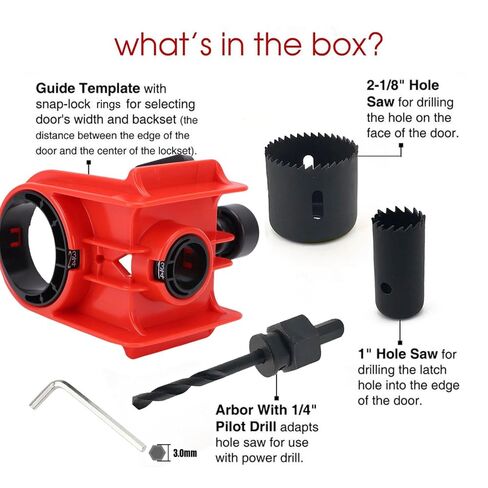 Fafeicy Door Lock Installation Kit, Carbon Steel, Hole Saw Set with Adjustable Template, for Wood Doors 1-3/8in to 1-3/4in in Kuwait