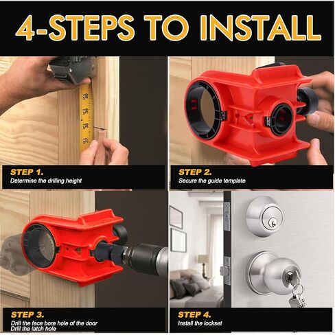 Fafeicy Door Lock Installation Kit, Carbon Steel, Hole Saw Set with Adjustable Template, for Wood Doors 1-3/8in to 1-3/4in in Kuwait