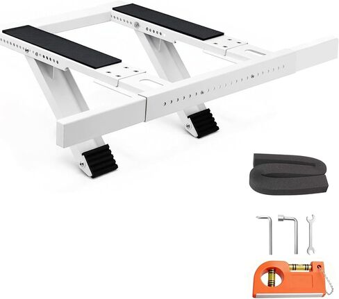 Window AC Support Bracket, No-Drill No-Tool Air Conditioner Support Bracket Adjustable Wall Mount, Heavy Duty Steel Holds Up to 300lbs, Fits Single Or Double Hung Windows, White in Kuwait