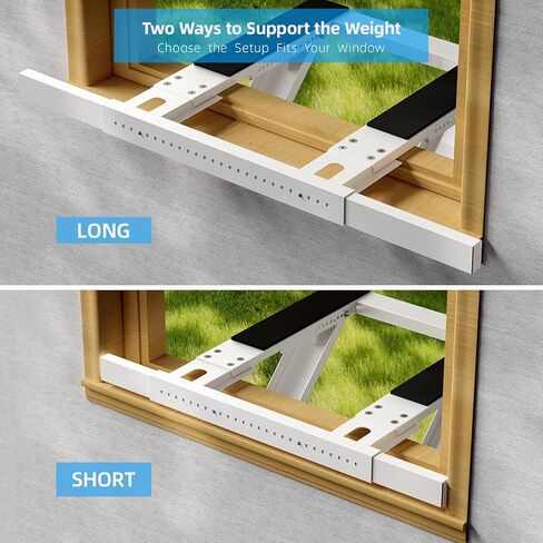 Window AC Support Bracket, No-Drill No-Tool Air Conditioner Support Bracket Adjustable Wall Mount, Heavy Duty Steel Holds Up to 300lbs, Fits Single Or Double Hung Windows, White in Kuwait