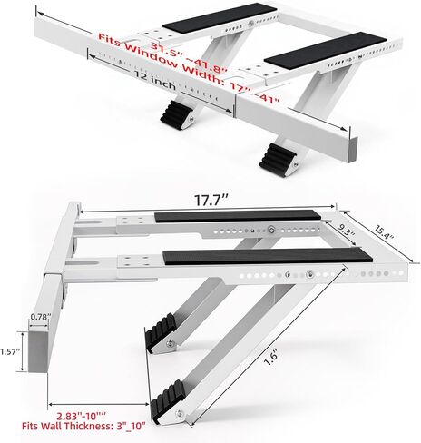 Window AC Support Bracket, No-Drill No-Tool Air Conditioner Support Bracket Adjustable Wall Mount, Heavy Duty Steel Holds Up to 300lbs, Fits Single Or Double Hung Windows, White in Saudi Arabia