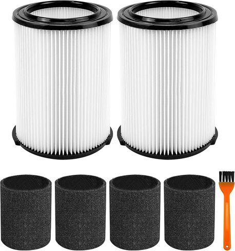 استبدال فلتر VF4000 لـ Ridged Shopvac، متوافق مع مرشحات المكنسة الكهربائية Shopvac 5-20 Gal & Husky 6-9 Gal الرطبة/الجافة، وعبوتين من مرشحات التفريغ مع 4 عبوات من الإسفنج وفرشاة تنظيف واحدة in Kuwait