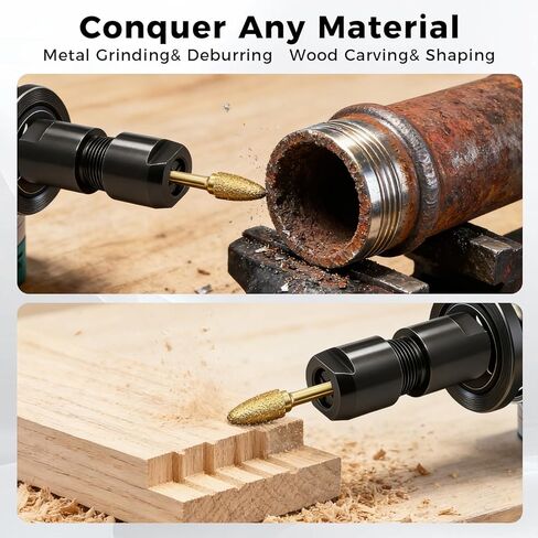 2 PCS Angle Grinder to Straight Chuck Adapter, 5/8"-11 Thread To 1/4" & 1/8" Collet Chucks, Angle Grinder Attachments, Compatible with Angle Grinders, Drills, Rotary Tools. in Kuwait