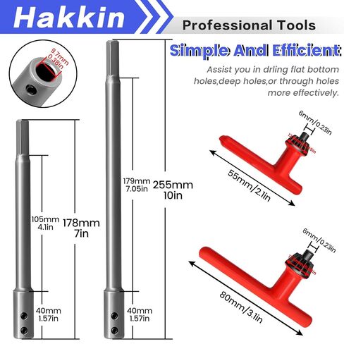 قطعتان من Hakkin مقاس 7 بوصات و10 بوصات ملحق لقمة فورستنر لـ 3/8 بوصة، وصلة منشار ثقب لإضافة أكثر من 5-3/4 إلى 8-3/4 بوصة من عمق الحفر، لقمة مثقاب فورستنر مع مفتاح ربط ضغط تشاك (10+13 مم) in Kuwait