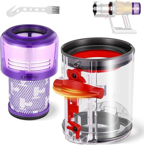 استبدال صندوق الغبار لـ Dyson V12 Detect Slim & V10 Digital Slim SV18 SV20 SV30 SV46 SV49، جزء صندوق علبة المكنسة 965272-01، مع فلتر HEPA in Kuwait