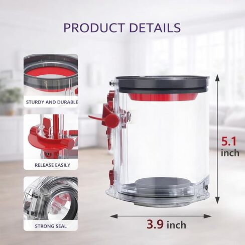 استبدال صندوق الغبار لـ Dyson V12 Detect Slim & V10 Digital Slim SV18 SV20 SV30 SV46 SV49، جزء صندوق علبة المكنسة 965272-01، مع فلتر HEPA in Kuwait