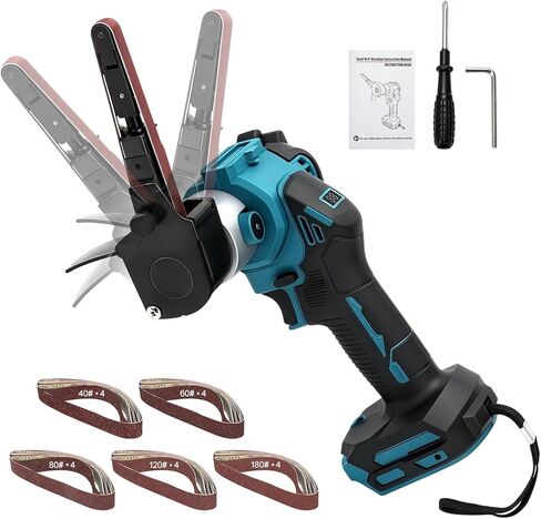Cordless Belt Sander for Dewalt 20V Battery, Brushless Belt Sander with 120° Rotatable Head, 0-13000 RPM Variable Speed, LED Display, Includes 20 Belts for Various Sanding (No Battery) in Kuwait