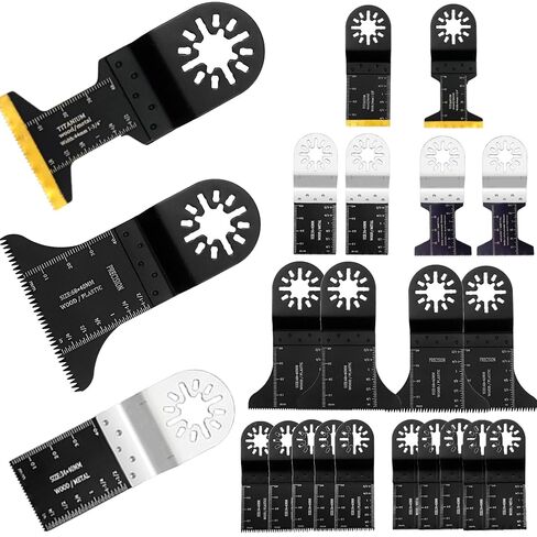 Titanium Oscillating Saw Blades, 20 Pcs Oscillating Tool Blades Kits for Metal, Wood and Plastic Compatible with Star-Lock Tools in Kuwait